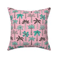 Palm Trees  Mint Green on Pink