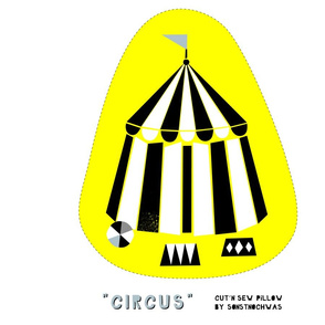  Cut and Sew "Circus 02" Pillow (black and white)