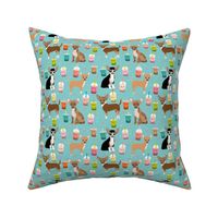 Chihuahua boba bubble tea dog breed fabric pattern light blue 