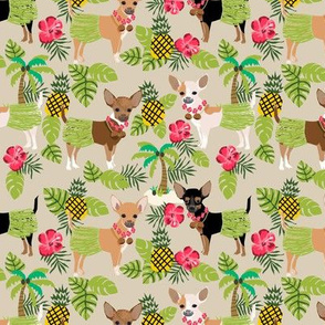 Chihuahua hula skirts tropical dog breed fabric pattern 