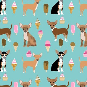 Chihuahua ice cream summer dog breed fabric pattern 