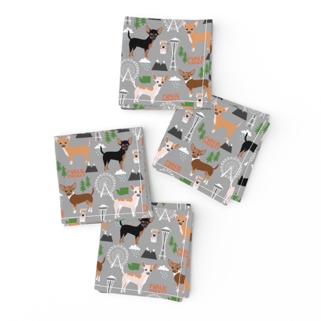 Chihuahua Seattle dog breed fabric pattern grey