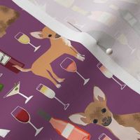 Chihuahua wine champagne cocktails cute dog breed fabric pattern merlot