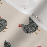 Plymouth Rock chicken breed farm sanctuary fabric pattern beige