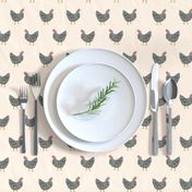 Plymouth Rock chicken breed farm sanctuary fabric pattern beige