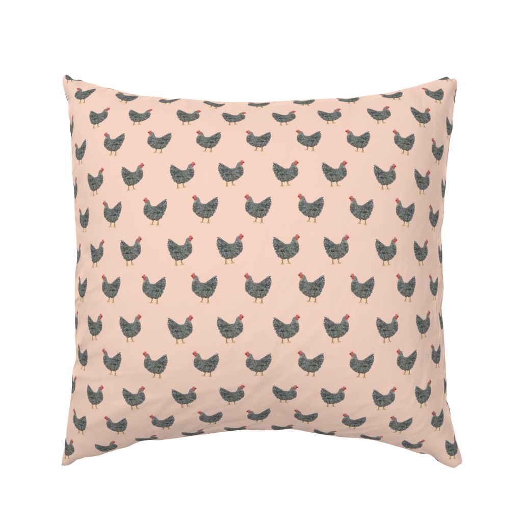 Plymouth Rock chicken breed farm sanctuary fabric pattern blush