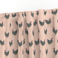 Plymouth Rock chicken breed farm sanctuary fabric pattern blush