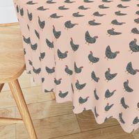 Plymouth Rock chicken breed farm sanctuary fabric pattern blush