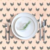 Plymouth Rock chicken breed farm sanctuary fabric pattern blush