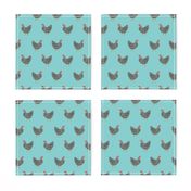 Plymouth Rock chicken breed farm sanctuary fabric pattern blue