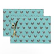 Plymouth Rock chicken breed farm sanctuary fabric pattern blue