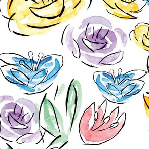 Abstract Watercolor Flowers