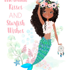 54"x72" Chloe the Mermaid / Mermaid Kisses Starfish Wishes Quote 