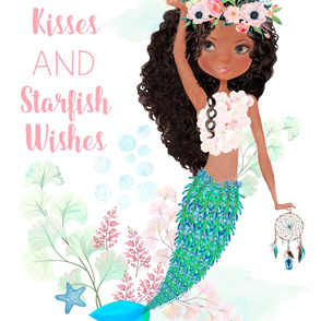 42"x72" Chloe The Mermaid / Mermaid Kisses Quote