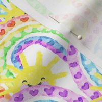 Rain-bohos /Rainbows with Peek-A-Boo Smiling Suns   