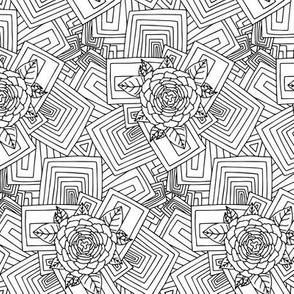 Deco Geometric Floral Print