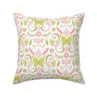 Butterfly Damask - Pink/Lime