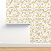 Butterfly Damask - Pink/Lime