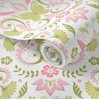 Butterfly Damask - Pink/Lime