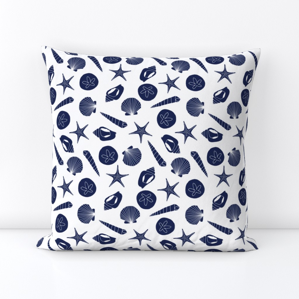 Seashells (navy on white)