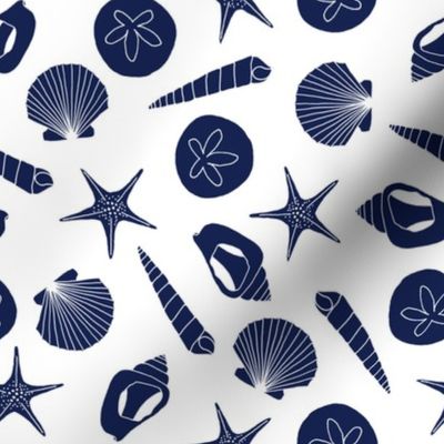 Seashells (navy on white)