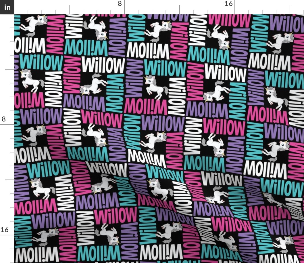 Personalised name fabric with your choice of name, font, design and colors by SPUNKY MONKEES. Other pictures available. 