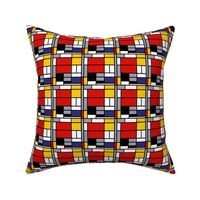 3 inch Mondrian Composition with Large Red Plane, Yellow, Black, Gray, and Blue