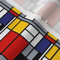 3 inch Mondrian Composition with Large Red Plane, Yellow, Black, Gray, and Blue