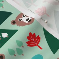 Canada grizzly bear and maple leaf woodland theme green boys and gender neutral