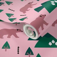 Parks and woodland canada grizzly bear forest mountains pink