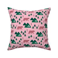 Parks and woodland canada grizzly bear forest mountains pink