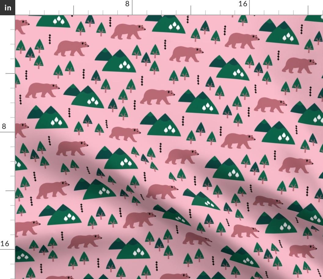 Parks and woodland canada grizzly bear forest mountains pink