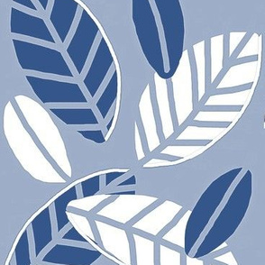 Blue Leaf Print   -Classic Blue & White accents  large 