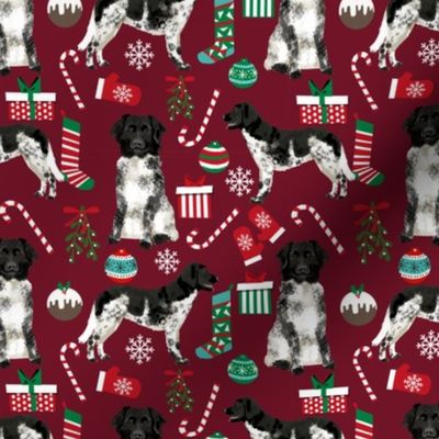 stabyhoun fabric -  christmas dog design dogs xmas fabric - ruby red