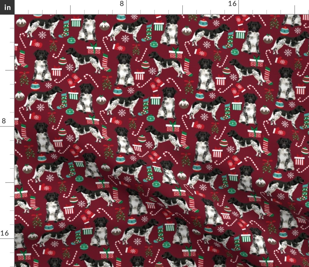 stabyhoun fabric -  christmas dog design dogs xmas fabric - ruby red