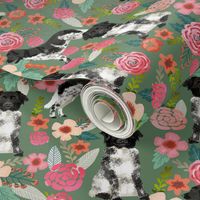 stabyhoun floral dog fabric florals and dogs design stabij design - green