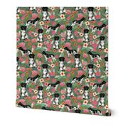 stabyhoun floral dog fabric florals and dogs design stabij design - green