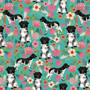 stabyhoun floral dog fabric florals and dogs design stabij design - turquoise