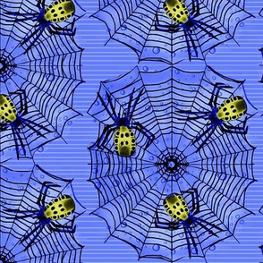 Eerie Arachnid Spider Trio / Web - Blue/Yellow  