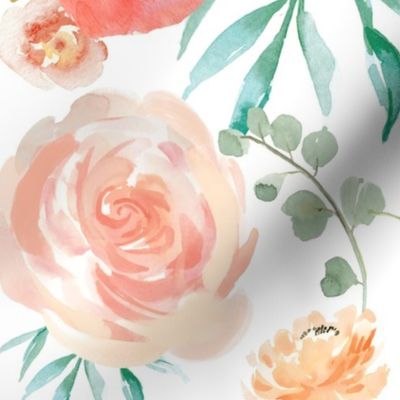 Peach Watercolor Delight Flowers Large