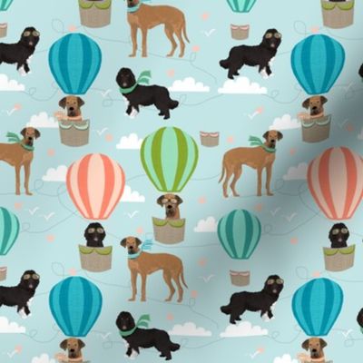 Custom design great dane and newfoundland hot air balloon fabric.  