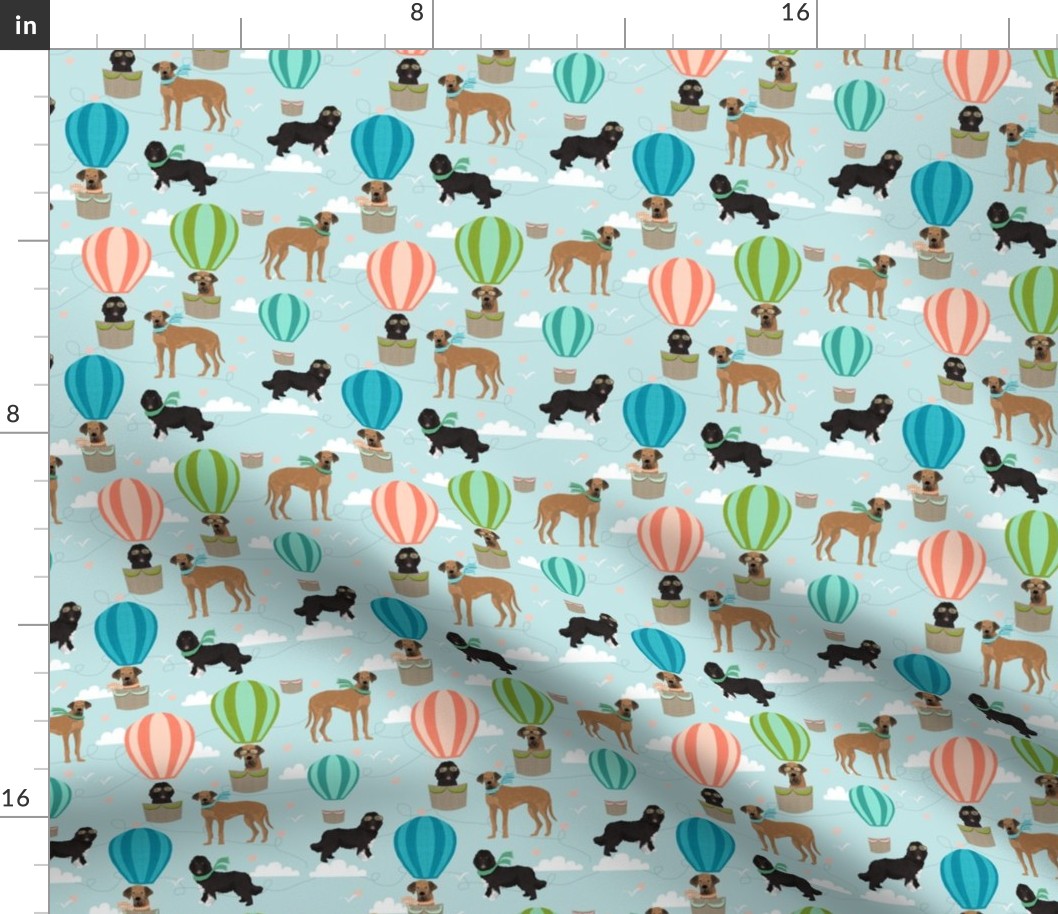 Custom design great dane and newfoundland hot air balloon fabric.  