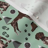 german shorthaired pointer dog fabric dogs and hiking design dog mountains fabric - mint