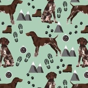 german shorthaired pointer dog fabric dogs and hiking design dog mountains fabric - mint