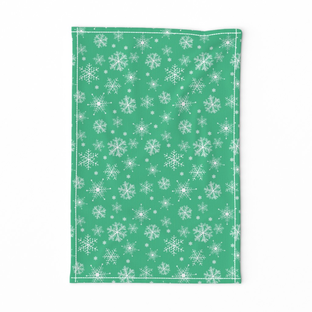 #SAGE Christmas Snowflakes on Green 