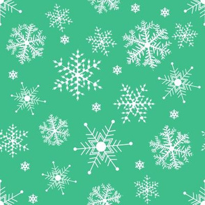 #SAGE Christmas Snowflakes on Green 