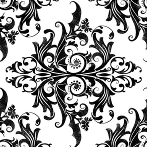 Calvarium Damask Railroaded - black on white