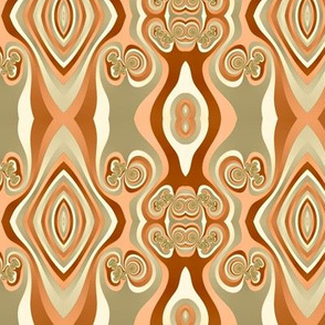 Diamonds and Loops Op Art Fractal in Sand Beige and Orange Browns