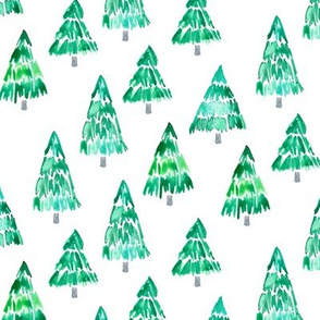 holiday trees - green watercolor