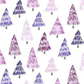 holiday trees - purples - painted